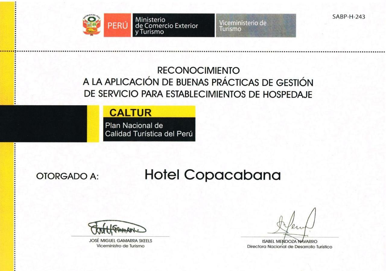 Copacabana Hotel Tacna Bagian luar foto
